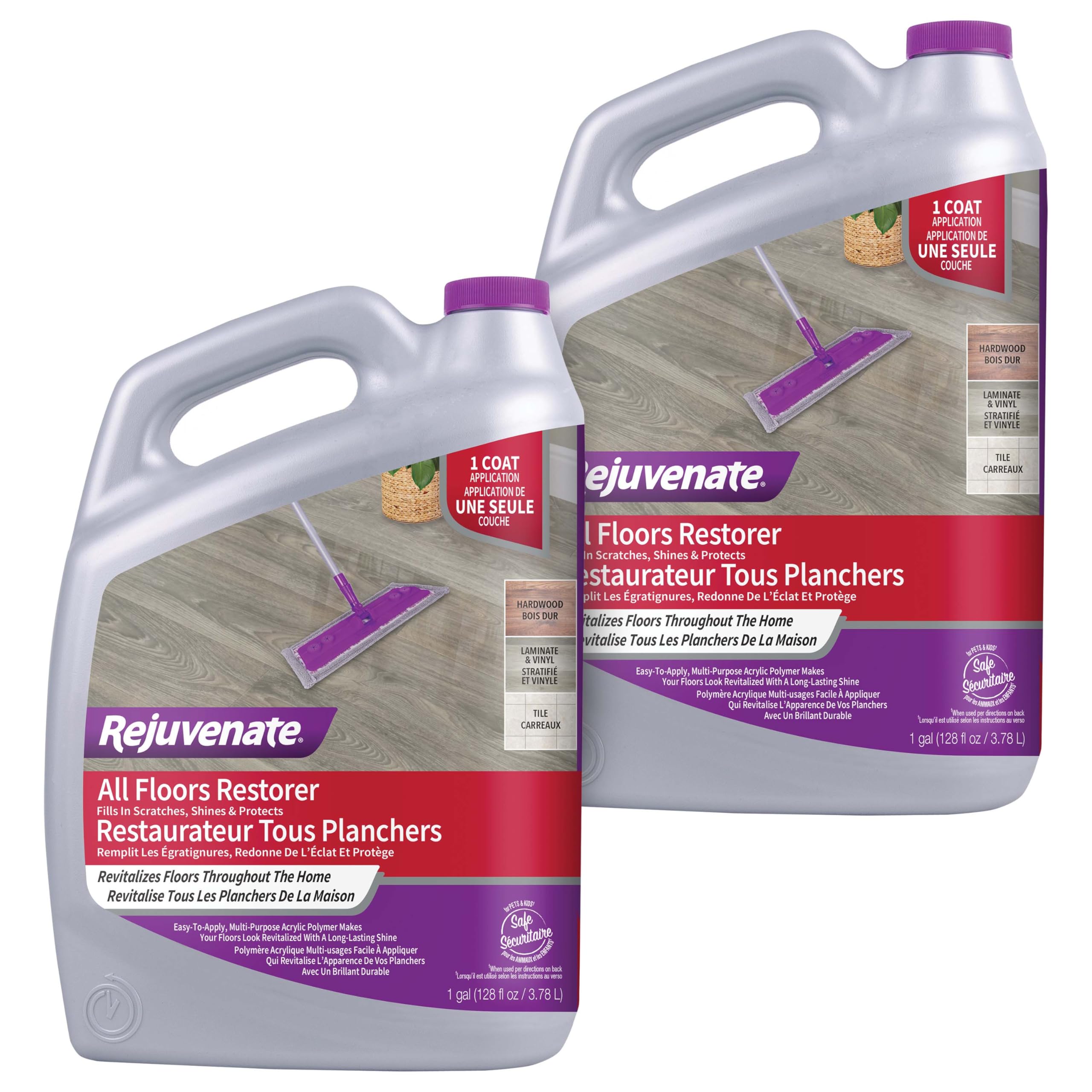 Rejuvenate All Floors Restorer Fills Scratches, Shines And Protects All Floor Types, Including Hardwood, Laminate, Vinyl And Tile, 1 Gallon, 2 Pack Image