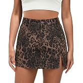 luvamia Skorts for Woman Leopard Cheetah Print Mini Skirt with Shorts High Waisted Trendy Cute Stretchy Side Slit Skort