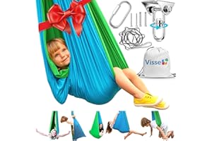 VISSE Sensory Swing for Kids Indoor - Calming Cocoon Therapy Swing 360° Hardware - Holds 300lbs - Indoor Outdoor Sensory Hammock - Autism ADHD SPD Trusted Sensory Support