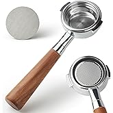 58 mm Bottomless Portafilter with Puck Screen 2 Ears Espresso Portafilter Compatible with E61 Group Head Espresso Machines,Flair 58,ECM,Rocket,Sanremo,Stainless Steel and Rosewood Handle
