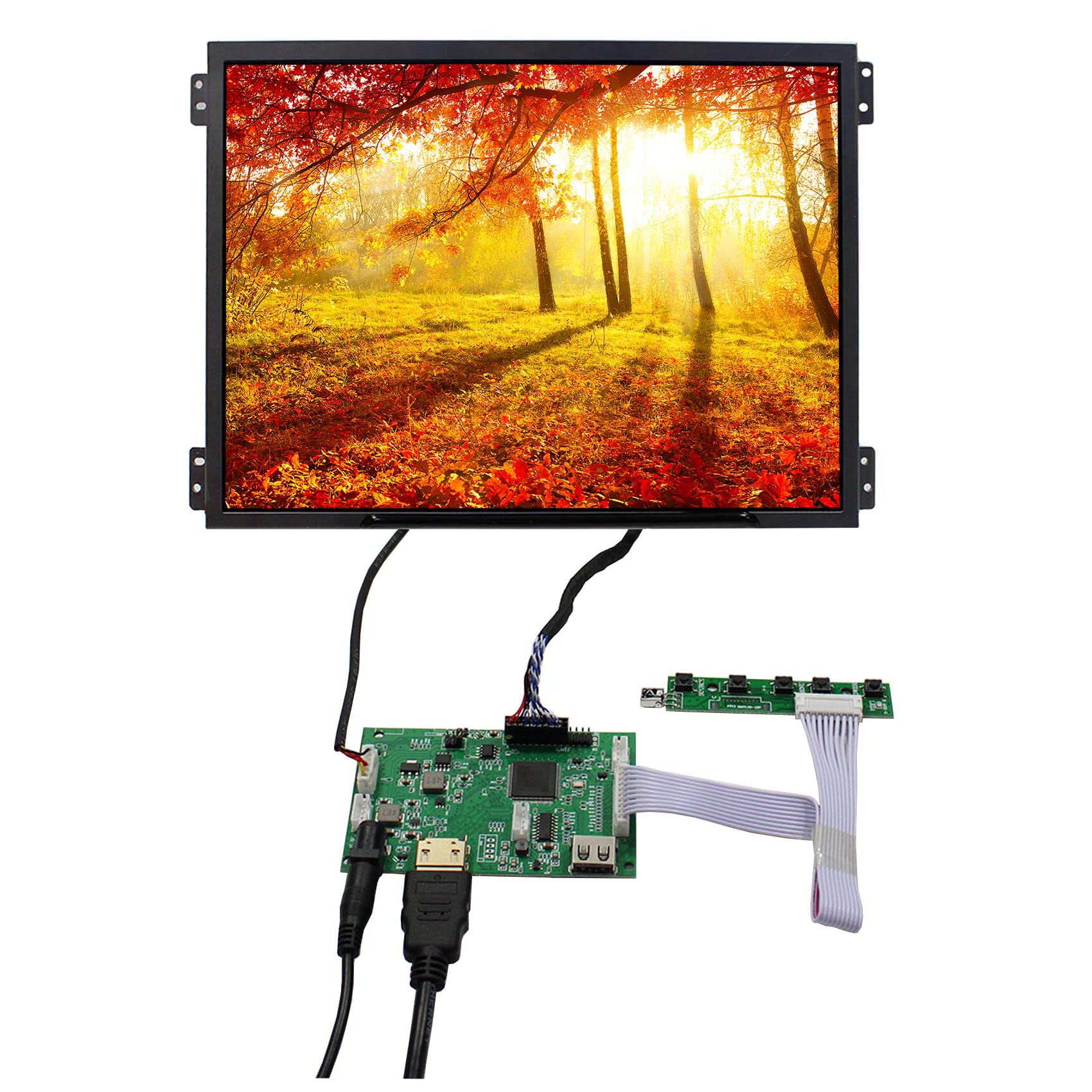 VSDISPLAY 10.4 inch 1024X768 4:3 600nit VS104T-004A IPS LCD Screen and USB Automatic Brightness Adjustment LCD Control Board,for DIY Monitor Display