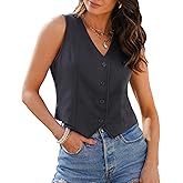 luvamia Vest Tops for Women Trendy Fashion Casual Summer Cropped Dressy Suit Vest Button Up Sleeveless Waistcoat Vests