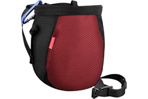 Rhino Valley Climbing Chalk Bag, No Leak Drawstring Chalk Bag with Adjustable Belt, Carabiner Clip and Zippered Pockets Chalk Bag for Climbing, Cross Fit, Weight Lifting & More