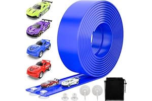 Wupuaait Flexible Race Car Track for Kids, 15Ft Race Track Toy with 4 Cars and Suction Cups, Rolls Up Portable Racetrack Compatible with All 1:64 Cars Toys, Birthday Gifts Toys for Boys Girls