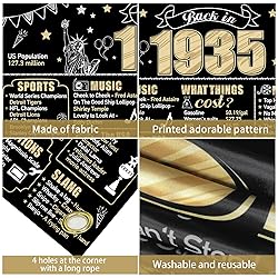Large 90th Birthday Banner Backdrop Decorations for