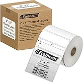 4" x 1" Thermal Labels | 4 Rolls | 5360 Labels | fits Zebra, Munbyn, Rollo, Godex, Arkscan, iDPRT, Offnova Thermal Label Printers and More | Blank White Adhesive Stickers by Ecotherm