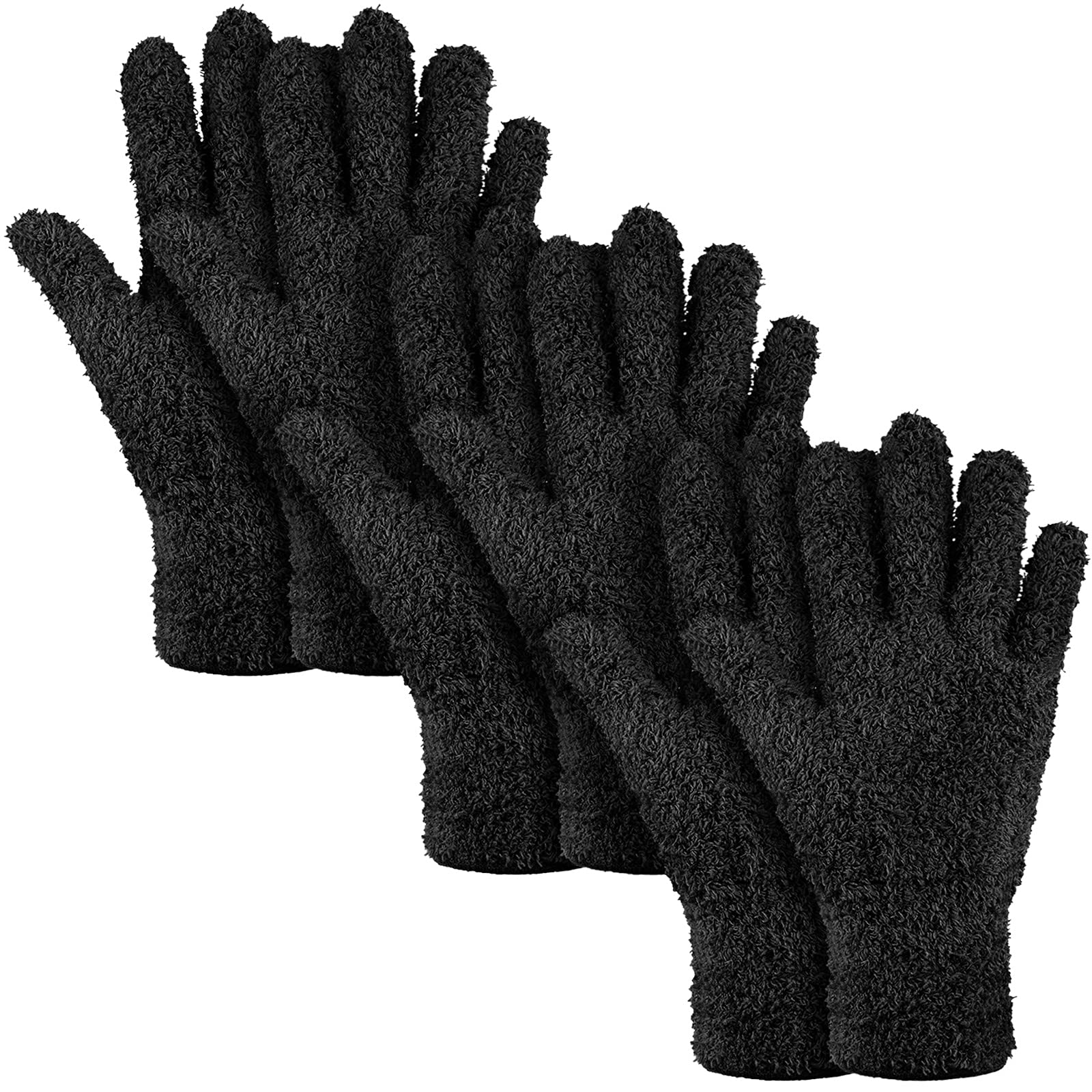 Photo 1 of Patelai 3 Pairs Microfiber Plant Dusting Gloves Leaf Cleaning Gloves for Indoor Plants, Blinds, Furniture, House(Medium,Black)