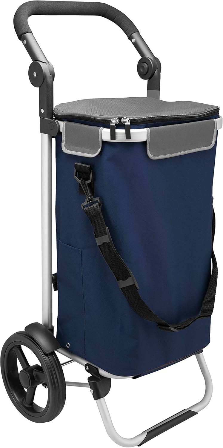 bremermann Shopping Trolley JEEBEL, Shopping Basket with Removable Bag and Collapsible Handle (Blue)