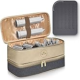 KAP Portable Hair Dryer Bag - Double Layer Double Zipper Carrying Case with Heat Resistant Mat & Sturdy Grip for Hair Dryer with Diffuser Attachment, Water Resistant Hair Accessories Organizer