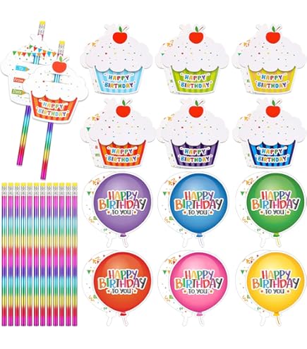 148-Piece Birthday Party Set - Pencils, Bracelets & Stickers For Classroom Celebrations