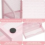 Marbrasse Pink Mesh Desk Organiser Multifunctional Pen Holder 26x23x10 cm view 6