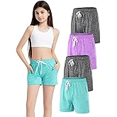 ATTIQOZI 4 Pack Girls Athletic Shorts Dry-Fit Basketball Shorts with Pockets,Girls Running Shorts for Kids Gym Soccer