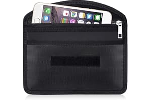 TAMFILE Fireproof Faraday Bag with Zipper Anti-Tracking EMF GPS RFID Car Key Signal Blocker Wallet Shielding Pouch Protective Case for Cell Phone Privacy and Car Key FOB (1pcs) Black
