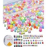 650 Pcs Crystal Beads for Jewelry Making,Sparkly Crystal Acrylic Bead DIY for Bracelets Craft Earrings Necklaces Making,Assorted Rondelle/Heart/Flower/Star Bulk Beads with Elastic String and Box