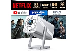 [Netflix-Licensed/Auto Focus/360°Adjustable Stand]Smart-Projector-4K with WiFi 6 and Bluetooth5.2, Native 1080P Mini Portable Projector, Dolby Audio/Auto Keystone/Zoom, TOPTRO Outdoor Movie Proyector
