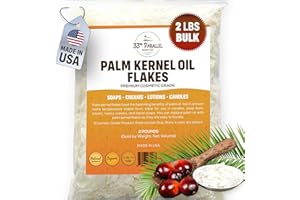 33RD PARALLEL SOAP CO. ORGANIC PALM KERNEL OIL FLAKES (2 lbs / 32 oz) Non-GMO; Premium Cosmetic Grade Palm Kernel Oil Flakes for Soap Making, Creams, Lotions & Candle Making | 2 POUND