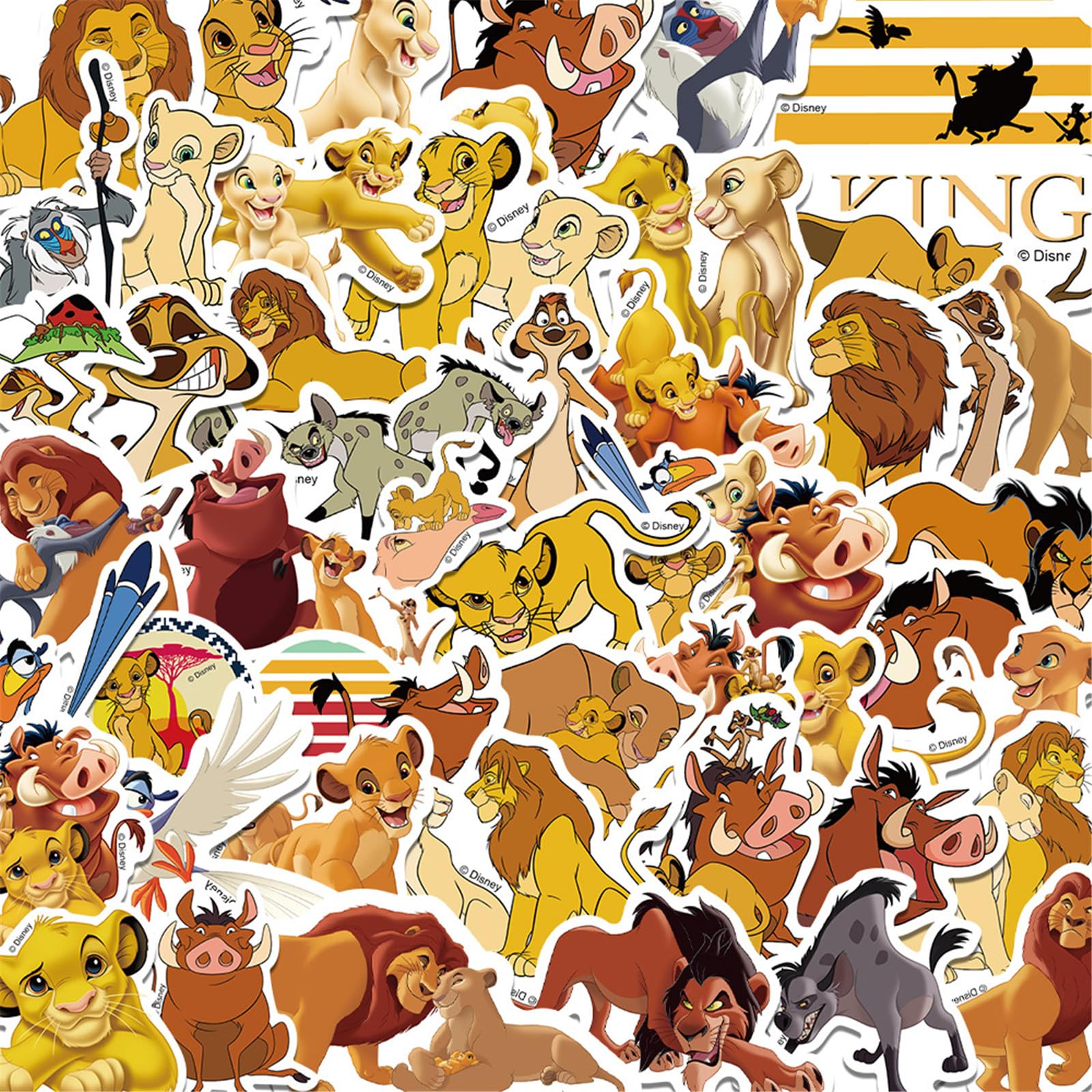 50pcs Cartoon The Lion King Stickers for Kids, Vinyl Waterproof Disney Movie Decal for Water Bottle Laptop Toy Sticker for DIY Decorate Bumper Phone Hard Hat Kids Teens Gifts (Lion)