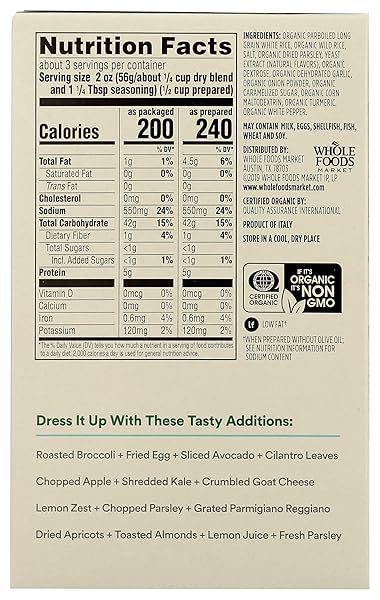 365 BY WHOLE FOODS MARKET, ORGANIC LONG GRAIN & WILD RICE PILAF, 6 OUNCE