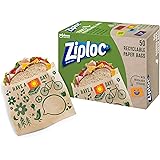 Ziploc Paper Sandwich & Snack Bags, Recyclable & Sealable with Fun Designs, 50 Count