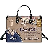 Personalized Leather Handbag with Your Name and Zipper, Perfect Gifts for Christian Women - Mother's Day Gifts for Mom