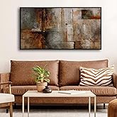 YDYSUNE Framed Abstract Wall Art - Brown Subtle Textured Canvas Wall Decor Painting for Bedroom,Modern Grid Living Room Picture Artwork Decoration Ready to Hang 20×40INCH