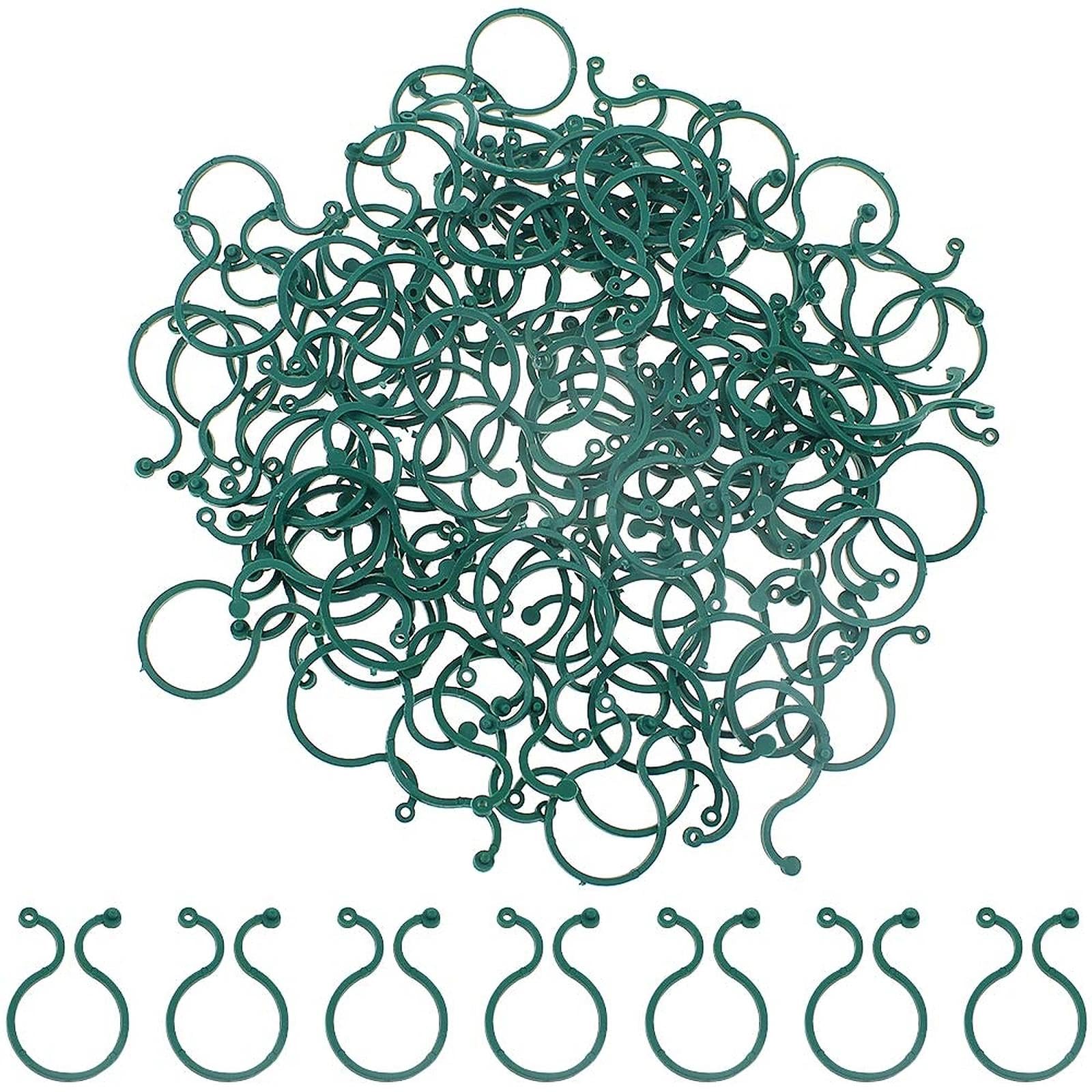 BlueXP 200 Pack Garden Plant Clips Green Plastic Plant Clips Twisty Plant Rings for Home Garden Fitting Climbing Plants Seedling Floppy Plants Garden Plant Ties