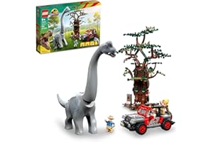 LEGO Jurassic World Brachiosaurus Discovery 76960 Jurassic Park 30th Anniversary Dinosaur Toy; Featuring a Large Dinosaur Figure and Brick Built Jeep Wrangler Car Toy; Fun Gift Idea for Kids Aged 9+