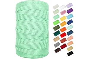 Macrame Cord, BYWORLD 3mm Cotton Rope 220 Yards(200m) Twine String, 100% Natural Cotton Colored Macrame Rope for Macrame Kit, Plant Hangers, Wall Hanging, Christmas or Wedding Decorative(Mint Blue)