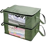 CCidea 2Pack Clothes Organizers Storage Bag,With Reinforced Handle,Under Bed Storage Bags (Medium Green)