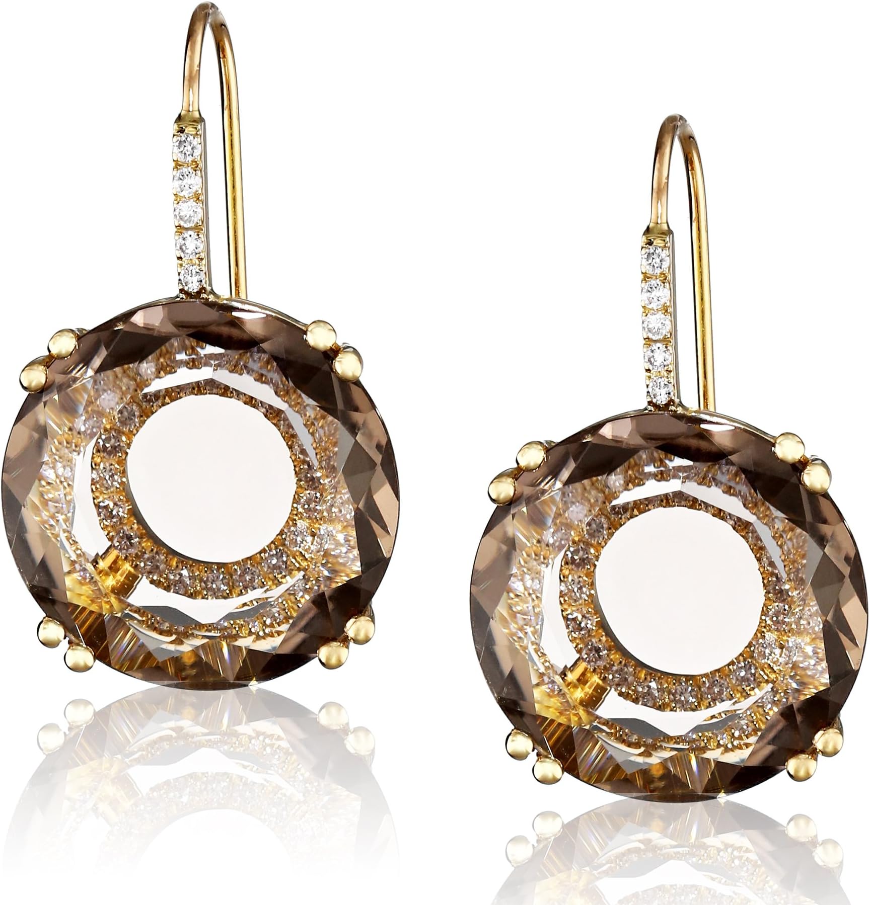 Suzanne Kalan "Vitrine" Round Smokey Quartz and Diamond Earrings