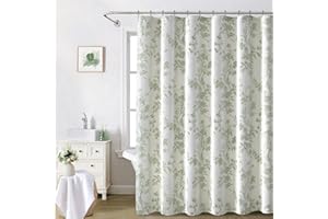 Awellife Sage Green Shower Curtain,Cotton Floral Cottagecore Spring Shower Curtains for Bathroom 72" W x 72" L