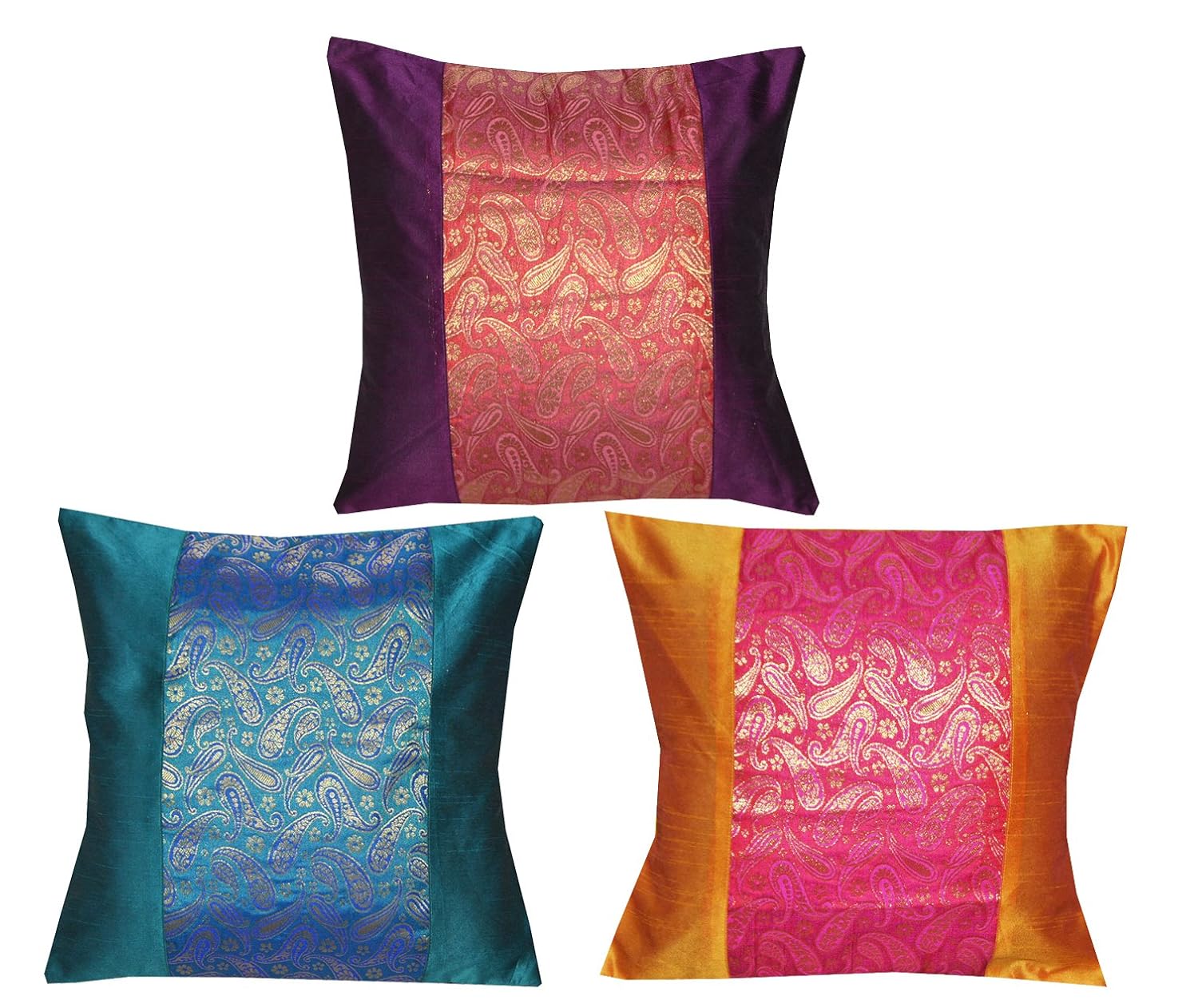 Buy Bright Mix Colour Cushion Covers, 16" X 16"(40 cm X 40 cm) Set of 3