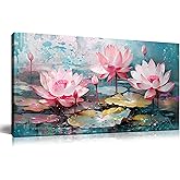 THRLVEART Lotus Bedroom Wall Decor for Women - Pink Flower Wall Decor for Bedroom - Modern Wall Art for Living Room Size 20" x 40"