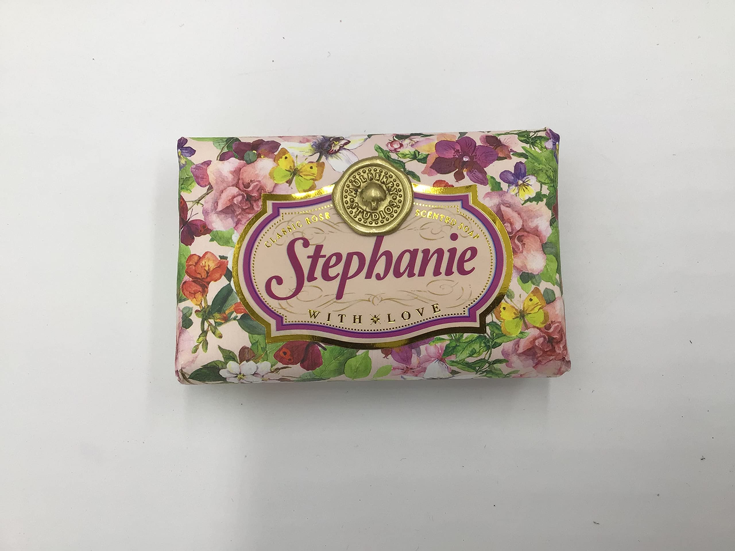 Stephanie - Gift Soap Bar For Her Birthday Rose Scent Mum Grandmother Cleanser Lather Present Girl
