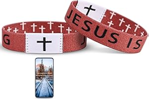 Pmormyy Daily Bible Verse Jesus is King Bracelet, Christian Jesus Wearable Bracelet Wristband for Women Men