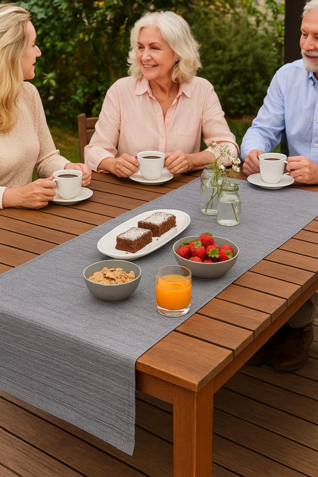 texpot Outdoor Table Linen Weatherproof for Outdoor and Indoor Use (40 x 140 cm, Grey)