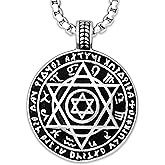 HAQUIL Seal of Solomon Necklace, Stainless Steel 12 Constellations Hexagram Six Pointed Star Protection Amulet Talisman Pendant, Jewish Jewelry Gift
