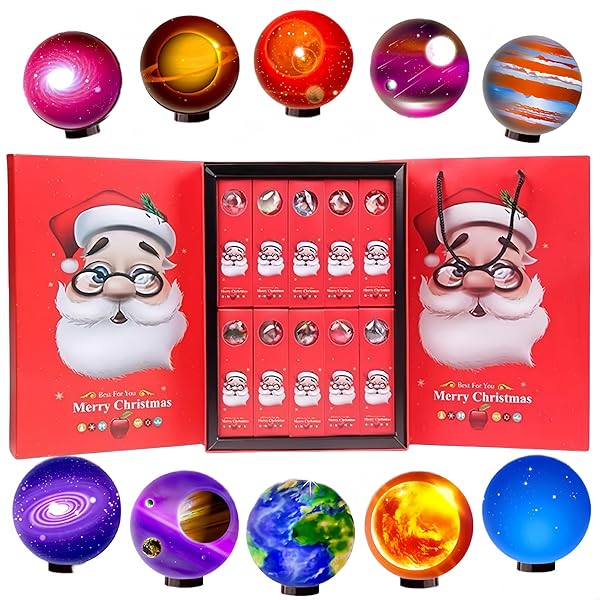 CHRISTMAS CANDY KIT STOCKING STUFFERS – HANDCRAFTED INDIVIDUALLY WRAPPED HOLIDAY HARD CANDY CANE, CLASSIC PLANET DESIGN ASSORTED LOLLIPOPS SNACKS GIFTS (10 PCS)