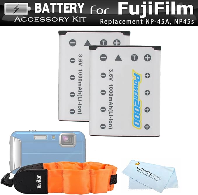 2 Pack Battery Kit For Fujifilm FinePix XP60, XP70, XP80, XP90