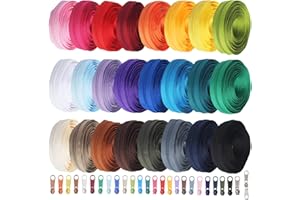 YUEDI 72 Yards 24 Colors #3 Nylon Coil Zipper by The Yard with 3 Styles 260pcs Pulls,Continuous Zipper Tape for DIY Sewing Crafts,Bag,Clothes,Purse and Other Sewing Supplies (24 Assorted Colors, #3)