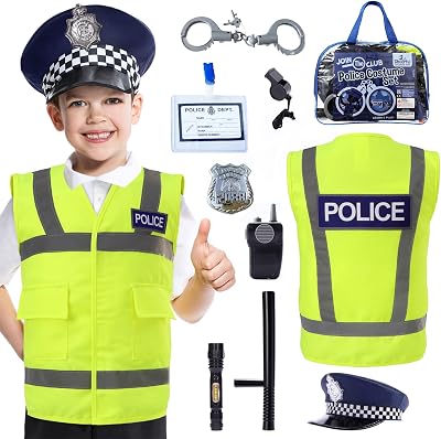Cheerful Children Toys Police Costume 10 Pcs Set Vest Hat Accessories