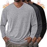 Velvelhall 3 Pack Men's Thermal Long Sleeve Shirts V Neck Fleece Lined Loose Fit Warm Base Layer Winter Casual Tops