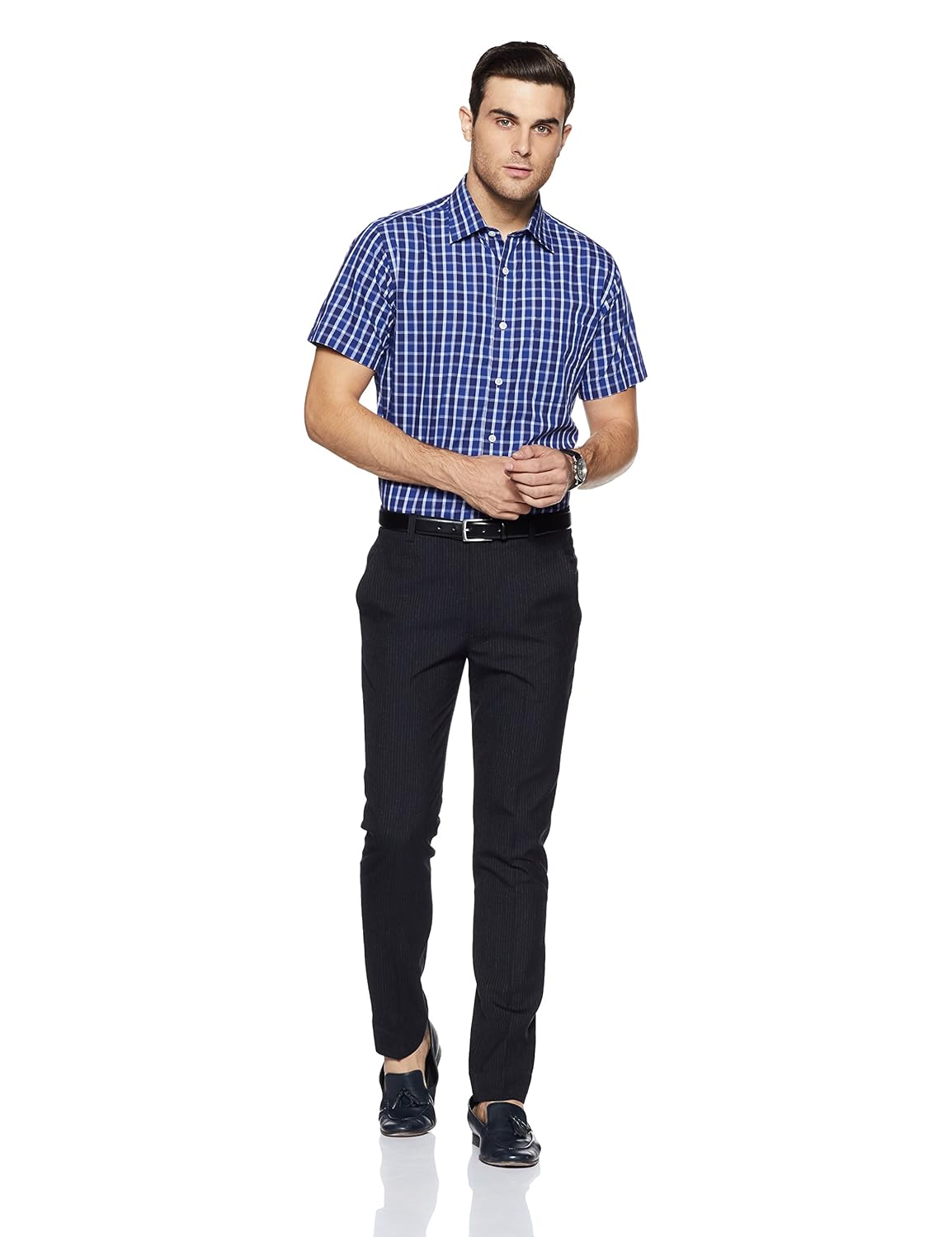 raymond men's solid regular fit cotton formal shirt