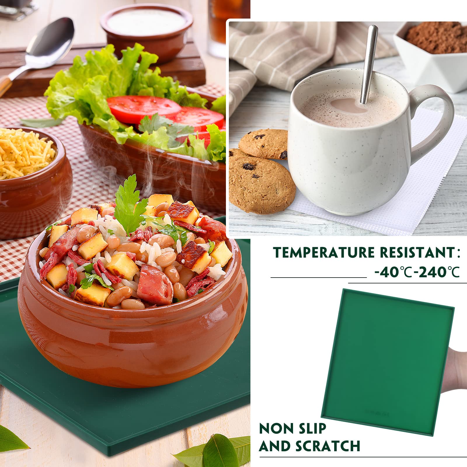 Thenshop 8 Pcs Silicone Dehydrator Sheets Trays with Edge and 10 Pcs Mesh Dehydrator Mats Non Stick Reusable Fruit Leather Trays Accessories for Liquid Making Food Fruit Meat Egg Vegetables(Green)