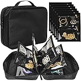 LingLingo Travel Jewelry Organizer Case,Jewelry Bags Jewelry Storage Book Binder with Clear Zipper Velvet Pouch for Traveling,Earrings, Rings, Necklace, Bracelet