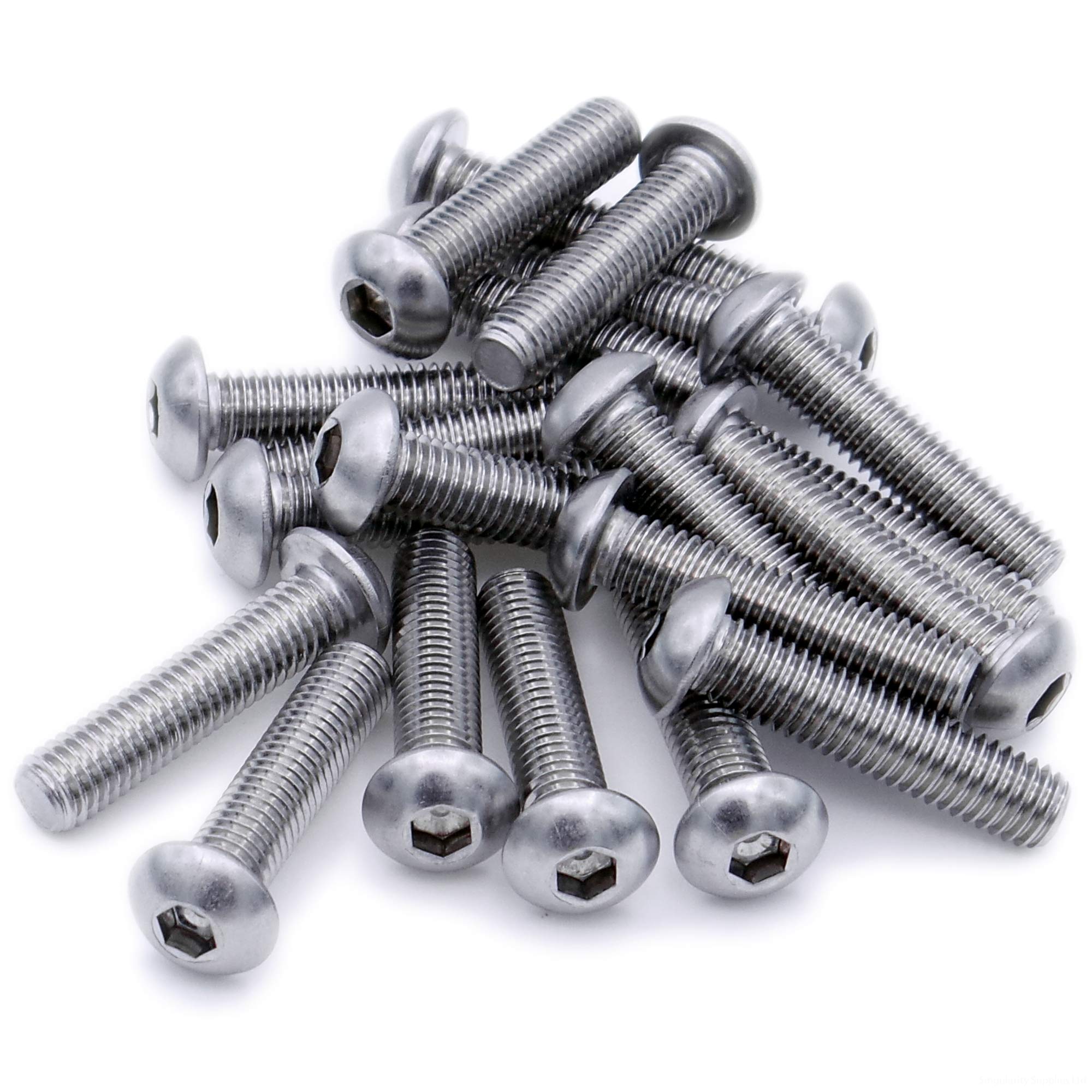 M2.5 (2.5mm x 6mm) Hex Socket Button Machine Screw (Bolt) - Stainless Steel (A2) (Pack of 20)