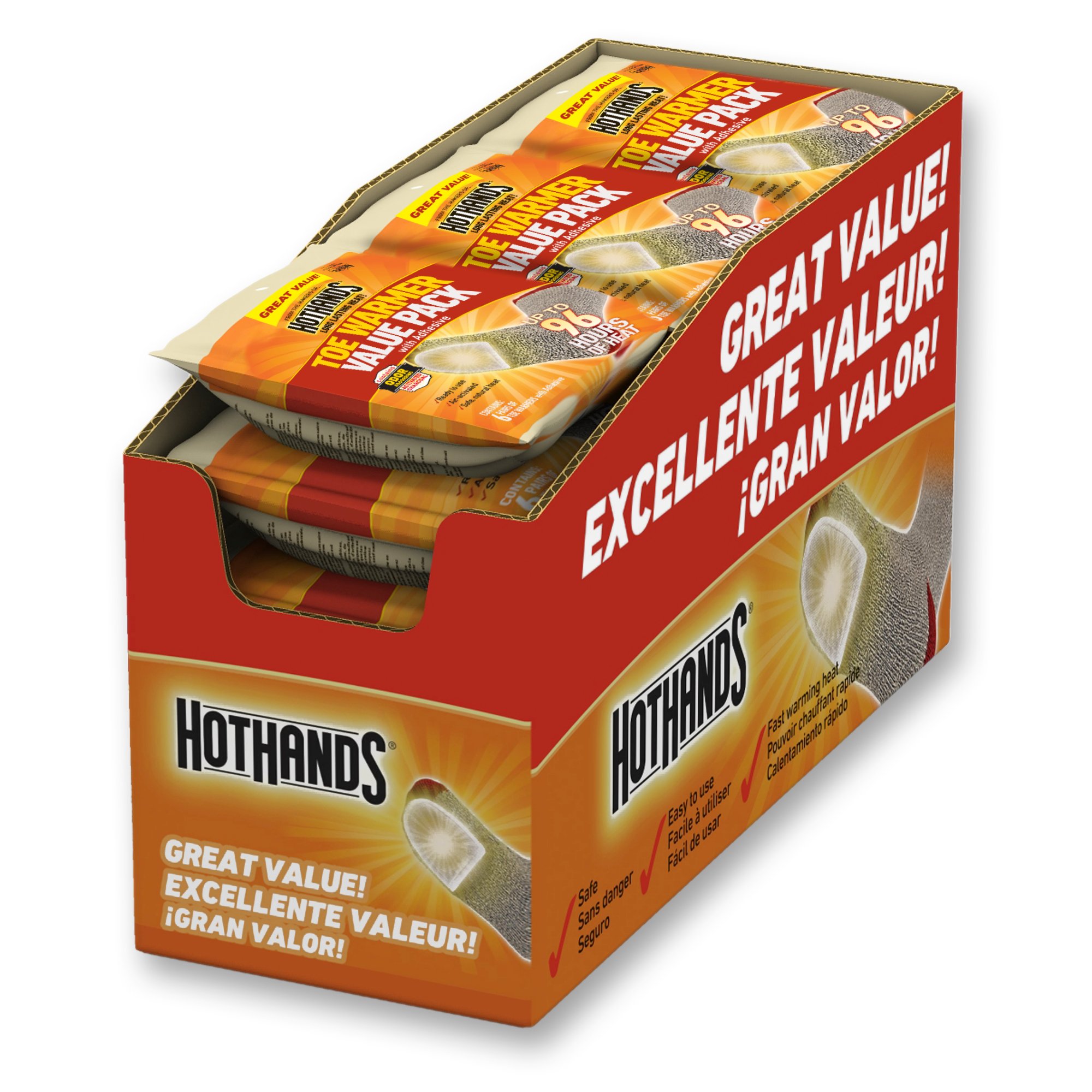 Photo 1 of HotHands Toe Warmers - Long Lasting Safe Natural Odorless Air Activated Warmers - Up to 8 Hours of Heat - 72 Pair