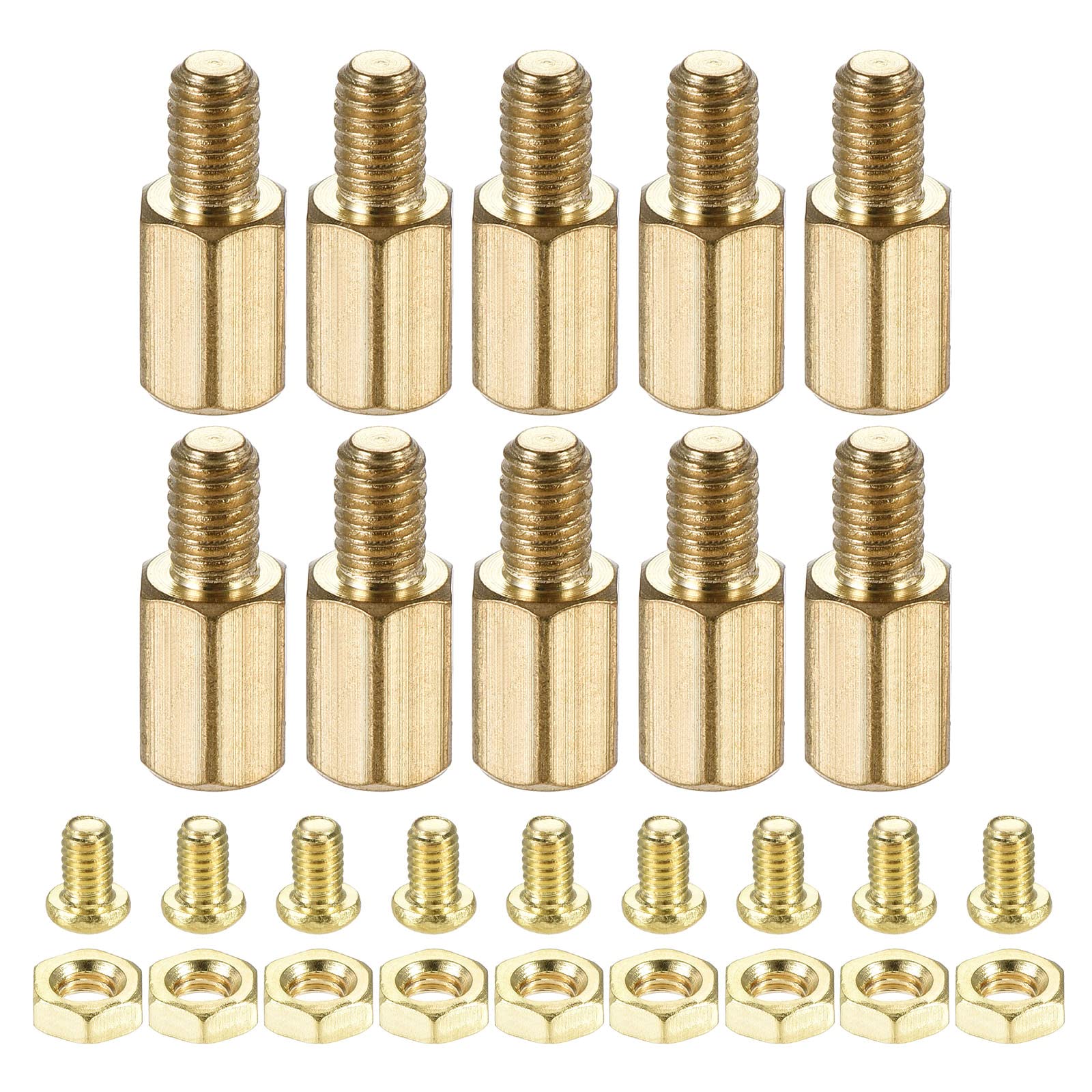 YOKIVE 10 Sets Brass Hex Threaded Spacer Screw Nut Kit, Spacer with Female-Male Thread | Raising The PCB Board, Great for Electronics Industries (M4 9+6mm)
