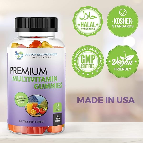 MULTIVITAMIN GUMMIES FOR ADULTS AND KIDS WITH VITAMIN A, C, D3, E, B6, B12, BIOTIN AND ZINC WITH NO HIGH FRUCTOSE CORN SYRUP, GLUTEN OR ARTIFICIAL SWEETENERS – 60 GUMMY VITAMINS, FULL 30-DAY SUPPLY