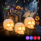 EverBrite 3-Pack Halloween Skull Light with Music, 5-Mode Skull Lamp | Halloween Party Favors, Light up Skull Decor for Home, Halloween Party Decorations, Outdoor Halloween Lights with Lanyard